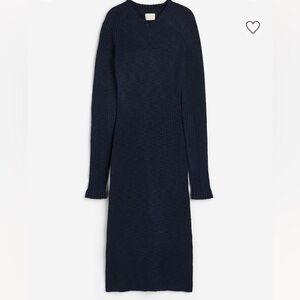 H&M Navy Blue Long Sleeve Ribbed Knit Dress